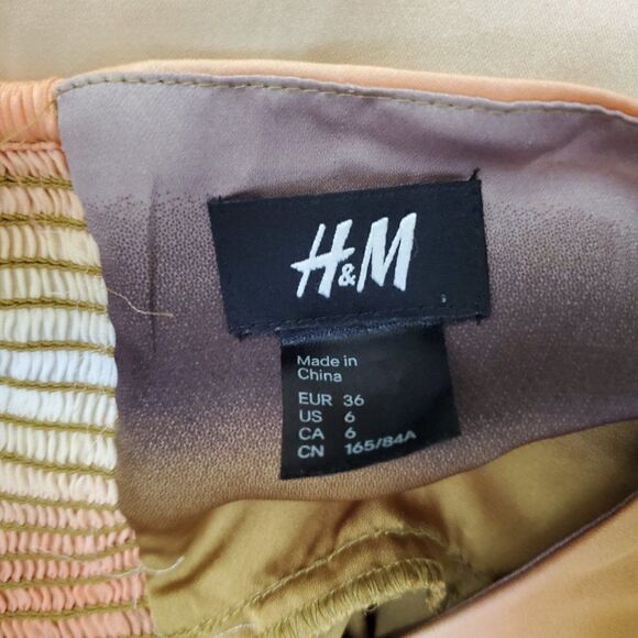 H&M Ombre Stripe Halter Dress sz 6 Gold Brown Orange - Picture 5 of 5